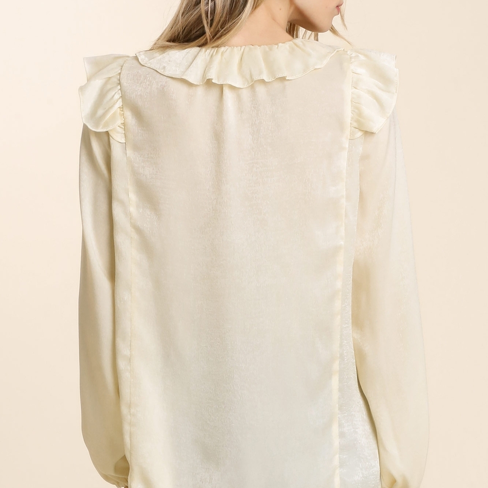 Umgee Ivory Ruffle Button-Up Blouse - Picture 4 of 4